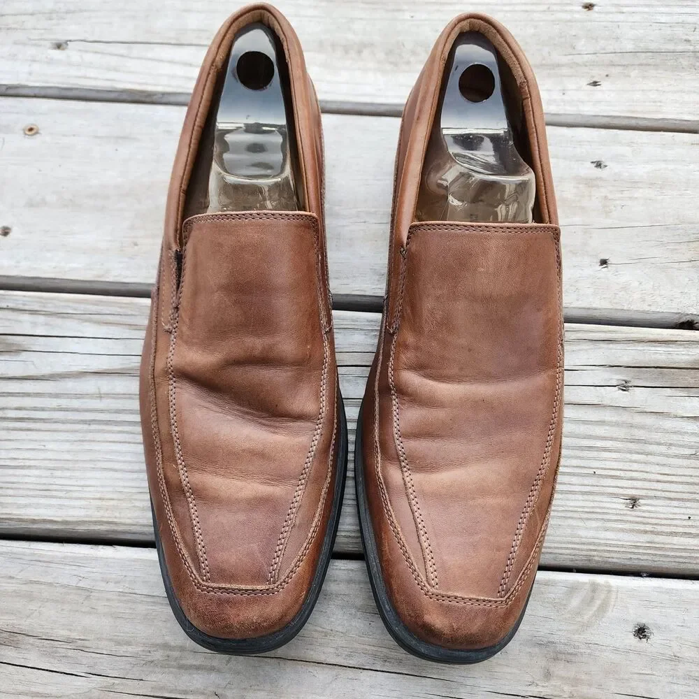 Clarks Collection Shoes Men Sz 12M Brown Leather Slip On Dress Soft Cushion